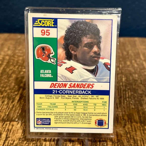 Deion Sanders 1990 Score Football Card - Atlanta Falcons - Picture 2 of 2